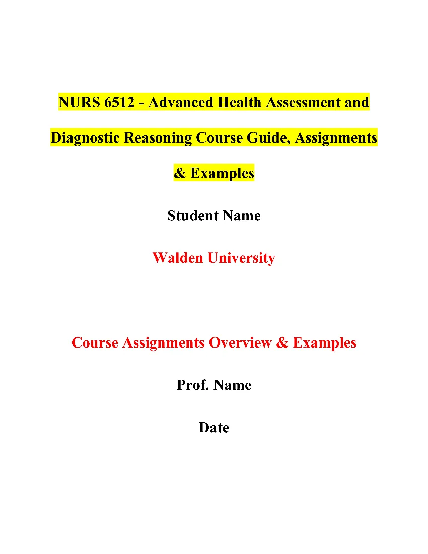 NURS 6512 - Advanced Health Assessment and Diagnostic Reasoning* (5 credits)