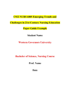 C922 NURS 6005 Emerging Trends and Challenges in 21st Century Nursing Education Paper Guide Example