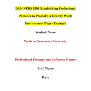 D024 NURS 5201 Establishing Professional Presence to Promote A Healthy Work Environment Paper Example