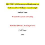 D218 NURS 3600 Intrapersonal Leadership and Professional Growth Paper Guide Example