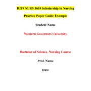 D219 NURS 3610 Scholarship in Nursing Practice Paper Guide Example