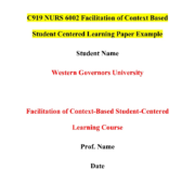 C919 NURS 6002 Facilitation of Context Based Student Centered Learning Paper Example