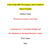 C920 NURS 6003 Developing Course Elements Paper Example