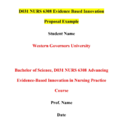 D031 NURS 6308 Evidence-Based Innovation Proposal Assignment