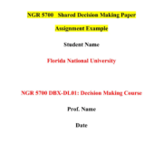 NGR 5700 Shared Decision Making Paper Assignment Example