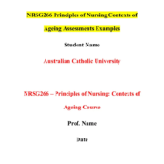 NRSG266 Principles of Nursing Contexts of Ageing Assessments Examples