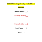 BUS 599 Selecting a Costing Method Paper Example