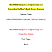 HSCO 506 Integration of Spirituality and Counseling McMinn's Book Review Example