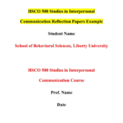 HSCO 508 Studies in Interpersonal Communication Reflection Papers Example